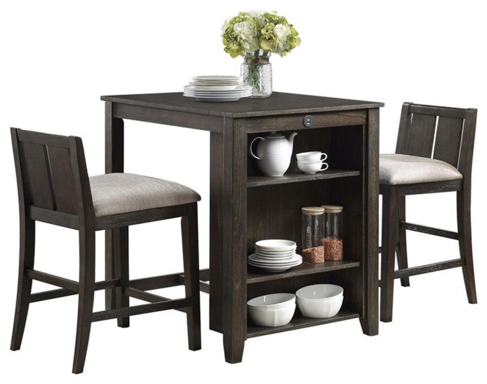 Lexicon Daye 3 Piece Wood Counter Height Dining Set in Dark Cherry