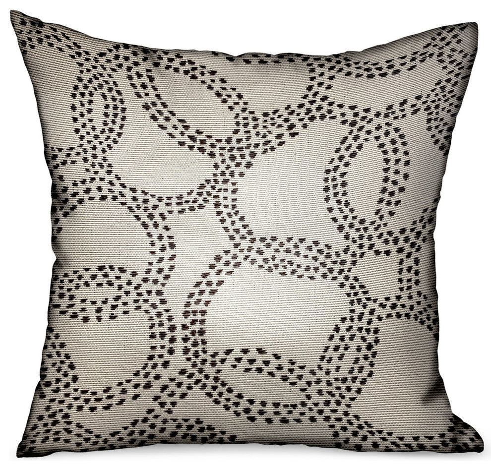 Plutus Orbit Rain Charcoal Scales Luxury Outdoor/Indoor Throw Pillow, 22"x22"