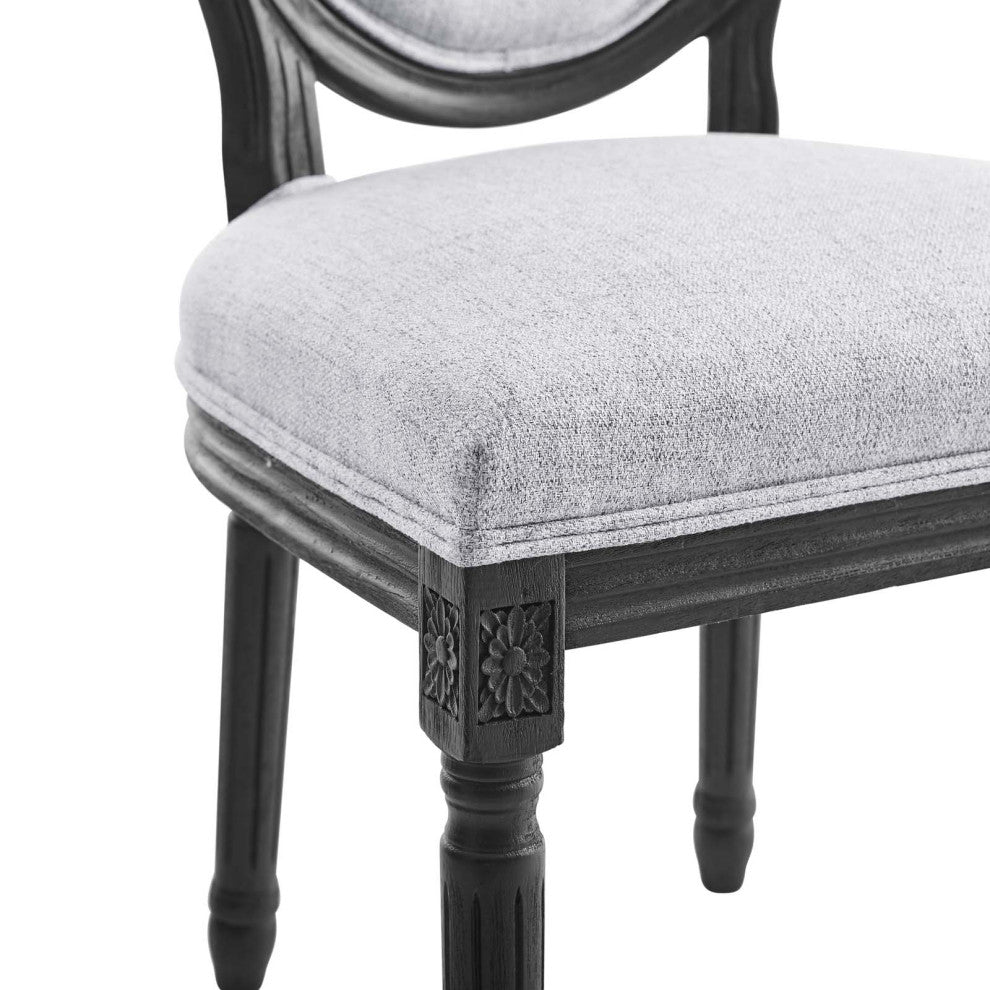Emanate Vintage French Upholstered Fabric Dining Side Chair Black Light Gray