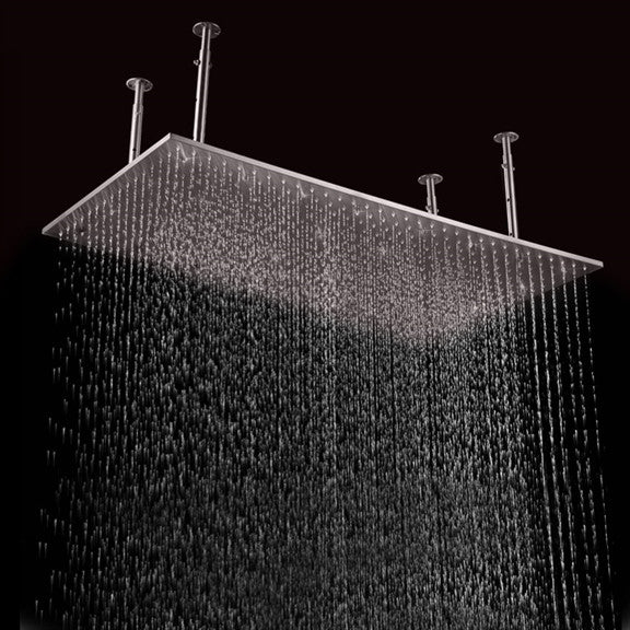 Bathselect 20x40in Ceiling Mount Rain Shower Head, Brushed Nickel