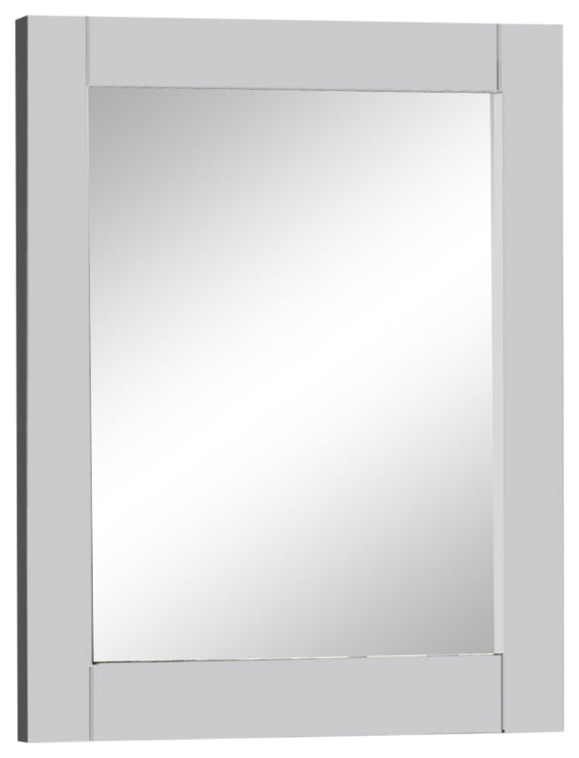 28" Wood Frame Mirror, White