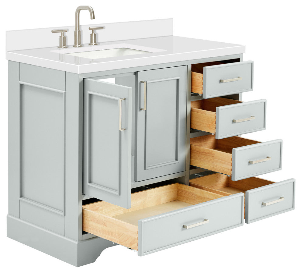 Ariel Stafford 43" Single Left Offset Rectangle Sink Bathroom Vanity