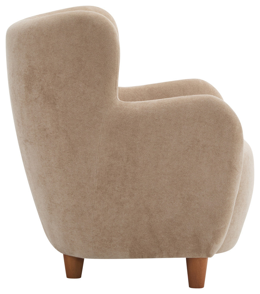 GDF Studio Wingback Fabric Accent Chair With Solid Birch Legs, Camel
