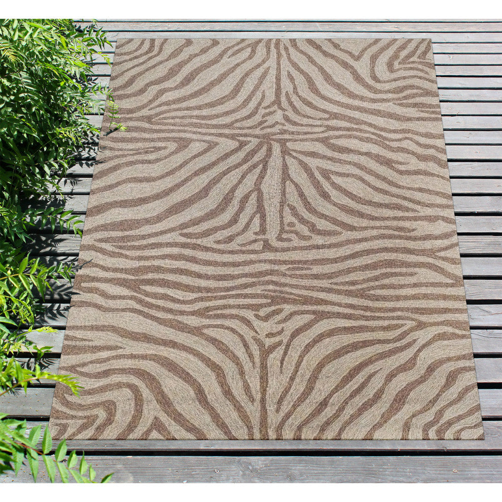 Ravella Zebra Indoor/Outdoor Rug, Brown, 3'6"x5'6'