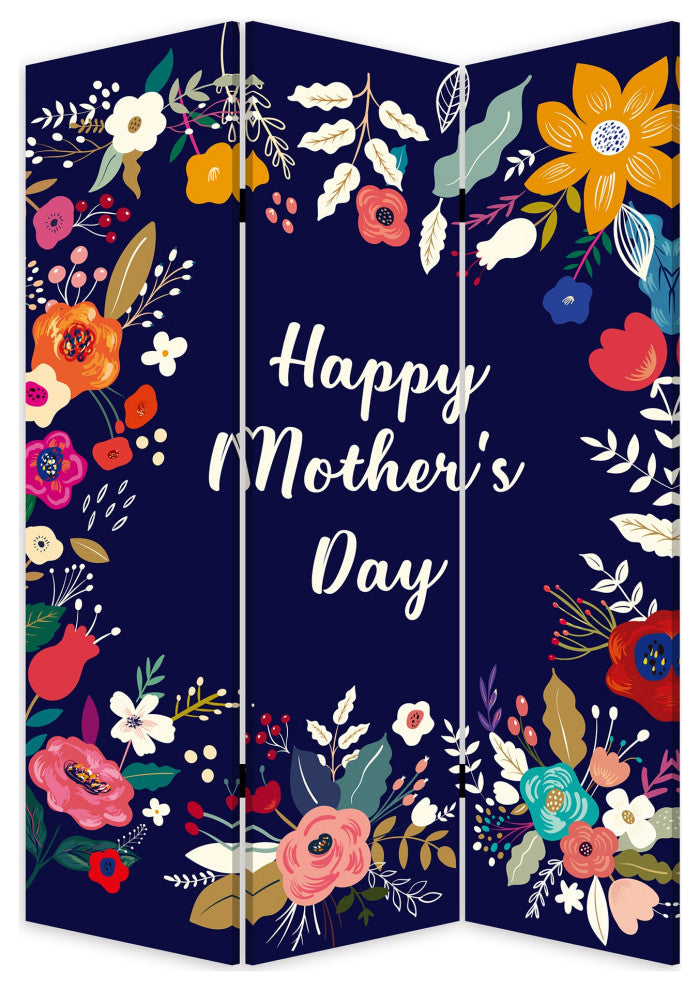 Sweet Floral Mother's Day Three Panel Room Divider Screen