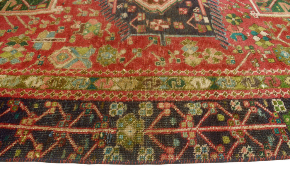 Fine Vintage Distressed Aekley Red/Navy Runner, 3'11x13'5