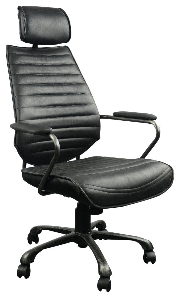 Executive Swivel Office Chair Onyx Black Leather