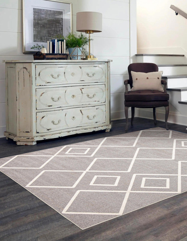 Aqua Kenza Area Rug, Gray, 6'x9'