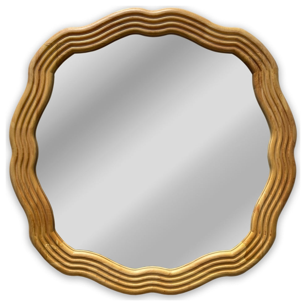CHLOE Reflection CH8M805NO33-RND Wood Finish Round Framed Wall Mirror