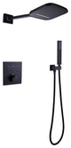 Thermostatic Rain Shower System with Hand Shower-Includes Rough-in Valve, Matte Black
