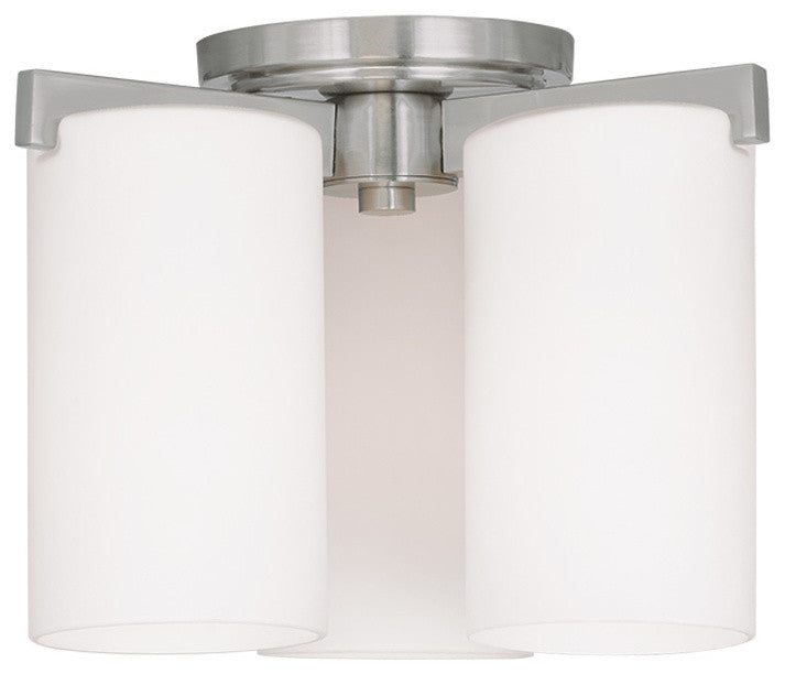 Livex 1324-91 3-Light Brushed Nickel Ceiling Mount, Brushed Nickel