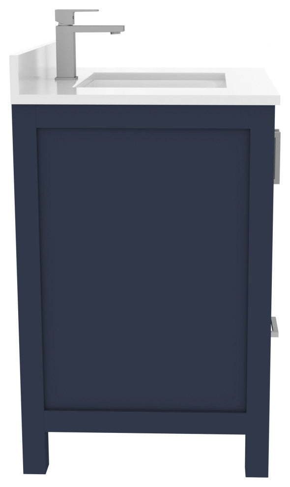 Rooh Bathroom Vanity, Navy Blue, 30", Vanity, Countertop, Sink