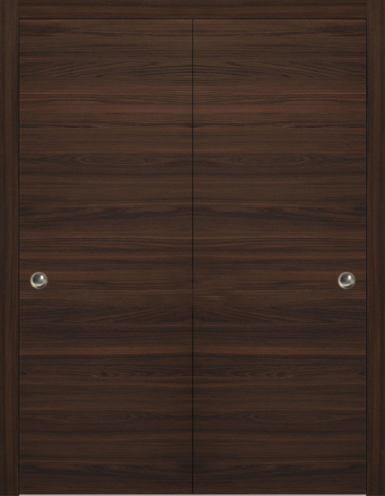 Modern Closet Bedroom Doors 64 x 80 & Rail Kit | Planum 0010 Chocolate Ash