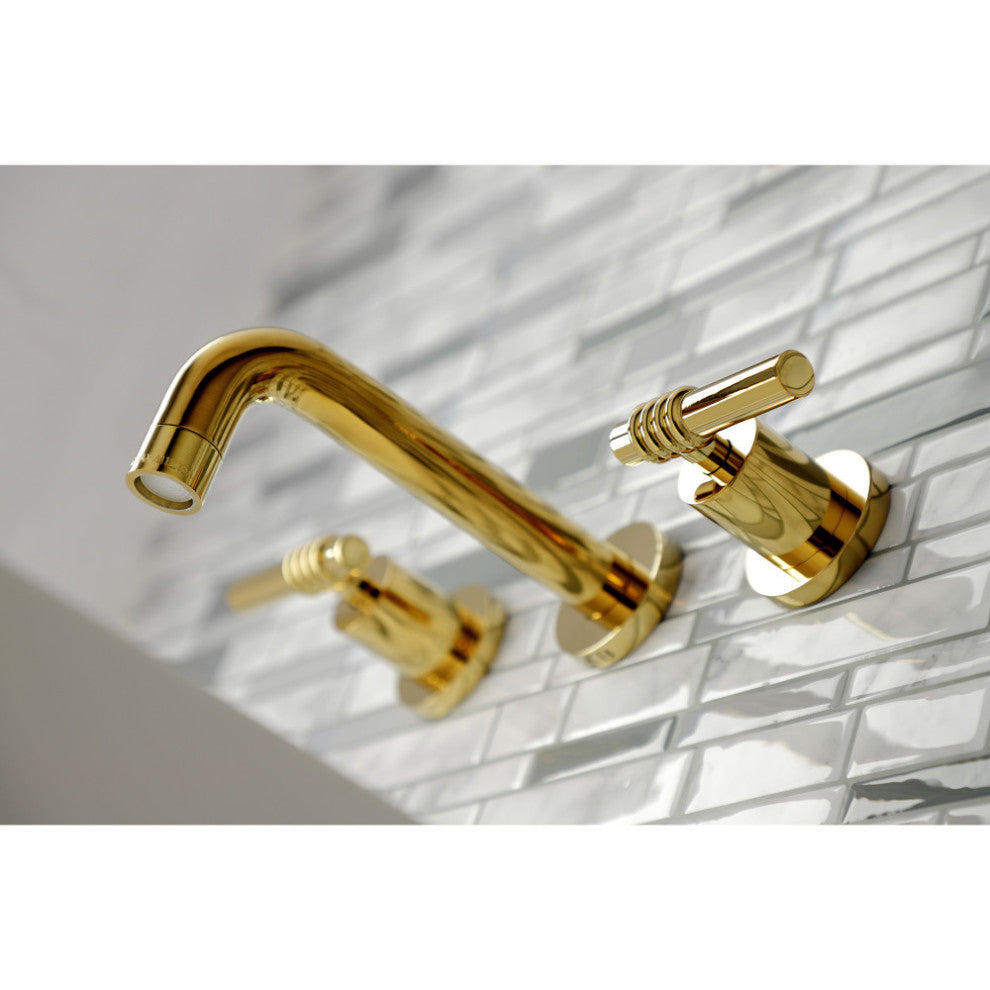 Kingston Brass KS8122ML 2-Handle 8" Wall Mount Bathroom Faucet, Polished Brass