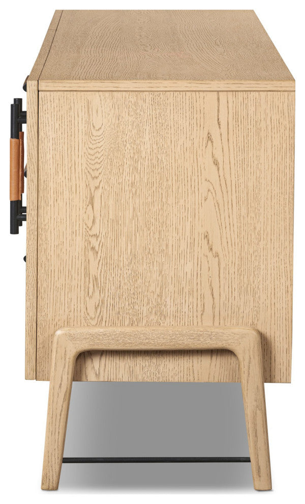 Rosedale Media Console Yucca Oak Veneer, Chaps Sand, Gunmetal