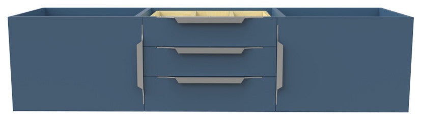 CastelloUSA Alpine 60" Wall Mounted Bathroom Vanity, Base Only, Blue, Brushed Nickel