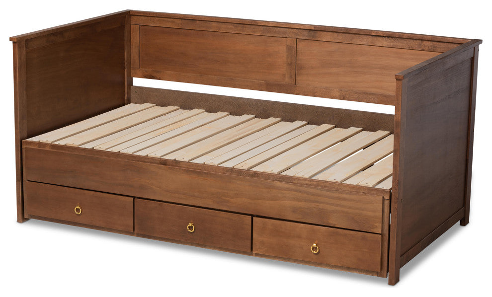 Thomas Classic Walnut Brown Wood Expandable Daybed with Storage Drawers