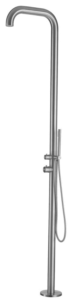 PULSAR 01 Outdoor Shower 316 Stainless Steel with Hand Shower, Brushed Stainless