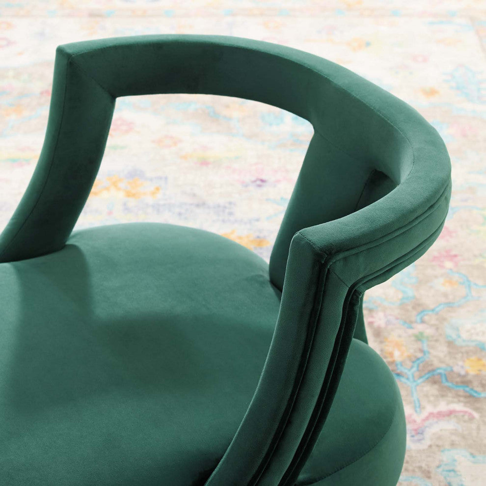 Modern Living Room Lounge Accent Side Chair Armchair, Velvet Fabric Wood, Green