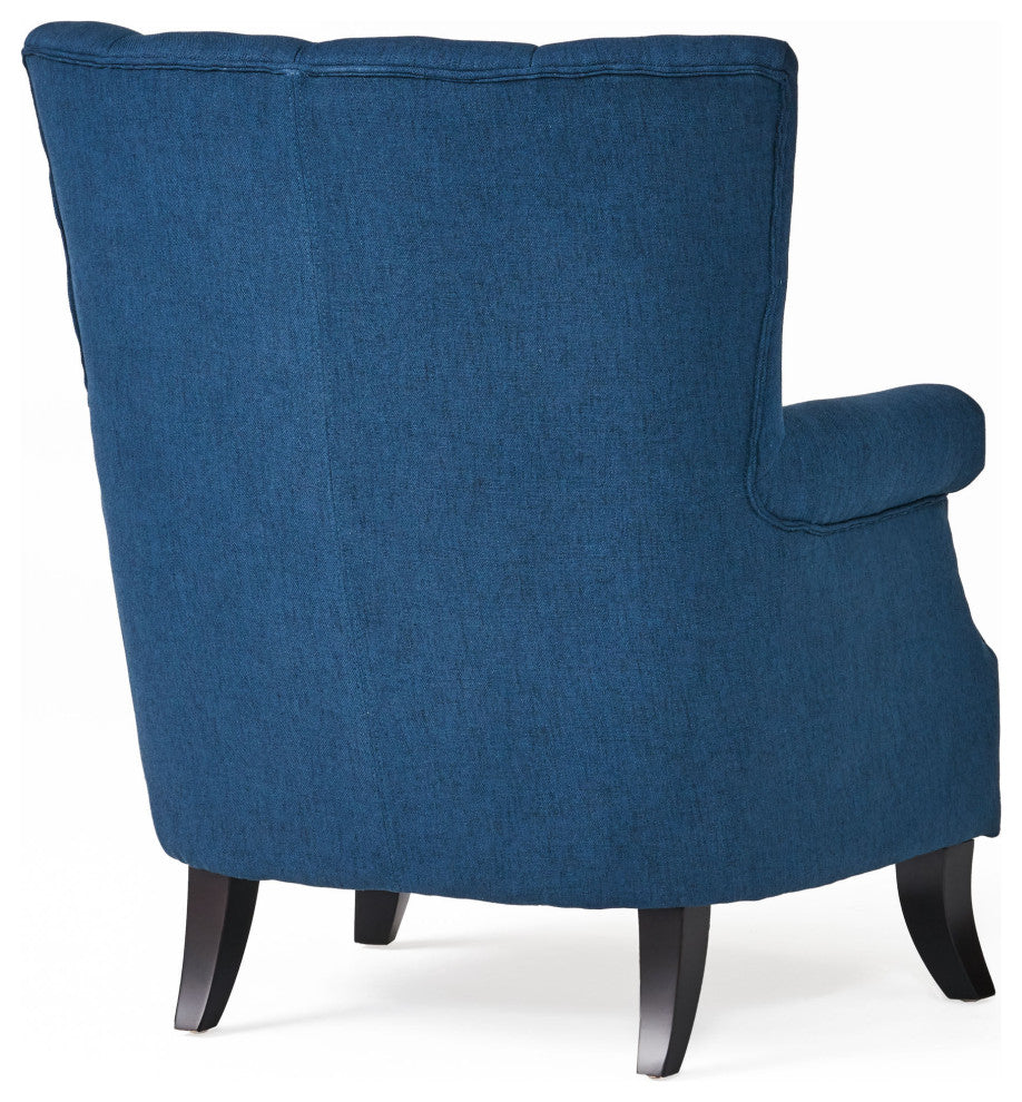 GDF Studio Ezra Classic Fabric Club Chair, Navy Blue