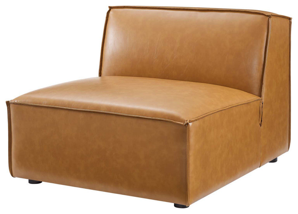 Sectional Sofa Set, Faux Vegan Leather, Tan, Modern, Living Lounge Hospitality