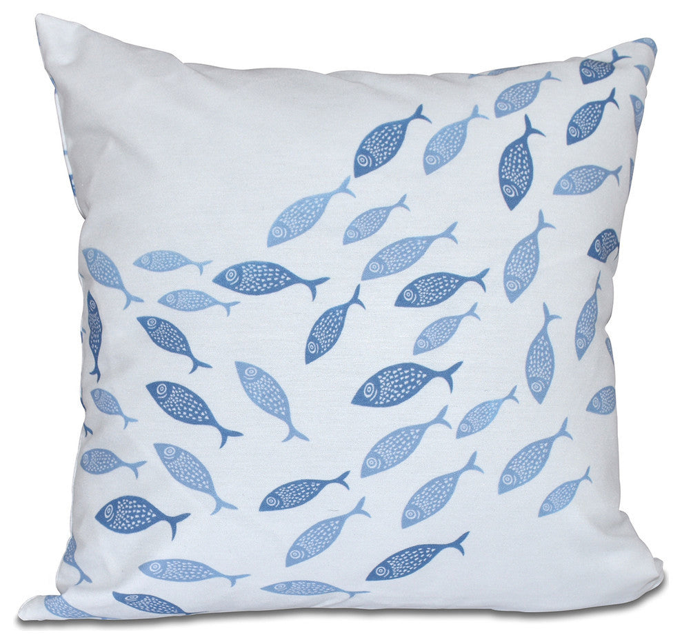 Escuela, Animal Print Outdoor Pillow, Blue, 18"x18"