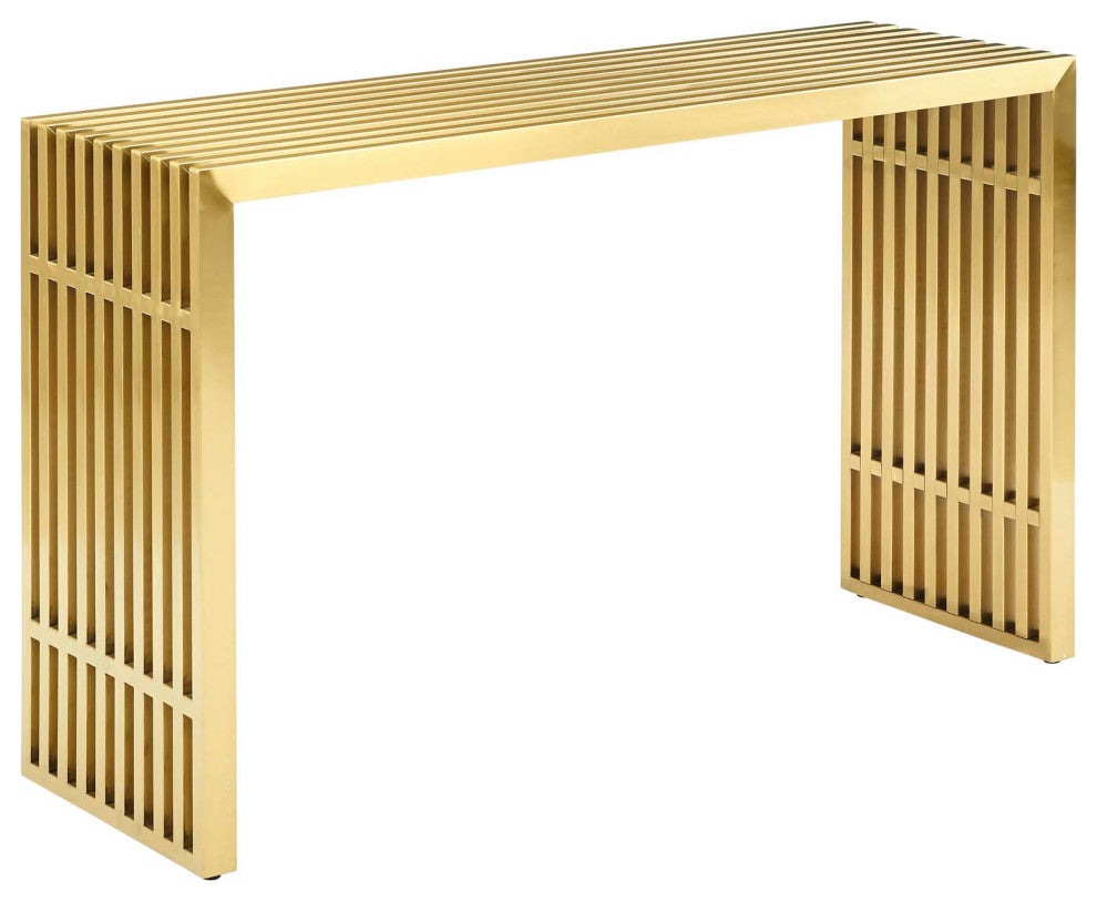 Gridiron Stainless Steel Console Table Gold