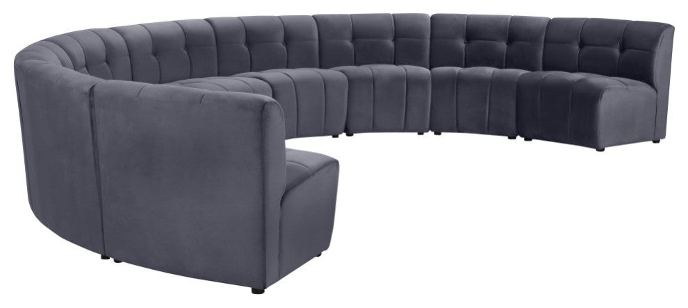 Limitless Velvet Upholstered 9-Piece Modular Sectional, Gray