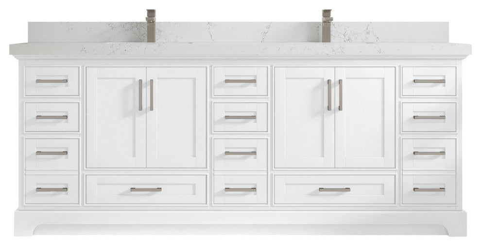 Fenway 84 Double Sink Bath Vanity in White 2" Empira Quartz