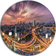 Bangkok S Shaped Express Way, Cityscape Round Wall Art, 11"