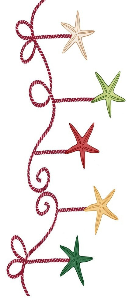 Starfish Ornaments Decorative Holiday Geometric Print Bath Towel, Cranberry