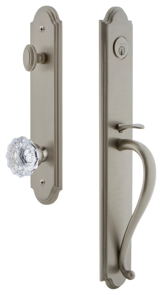 Arc 1-Piece Dummy Handleset, S Grip and Fontainebleau Knob, Satin Nickel, 848603