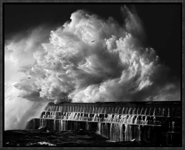 "A Crashing Wave" Framed Canvas Giclee by Maciej Hermann, 17x14"