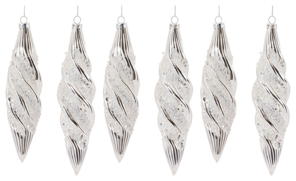Beaded Glass Swirl Ornament, 6-Piece Set
