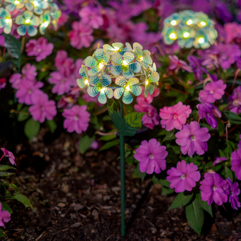 Solar LED Metal Flower Stake Lights, Blue