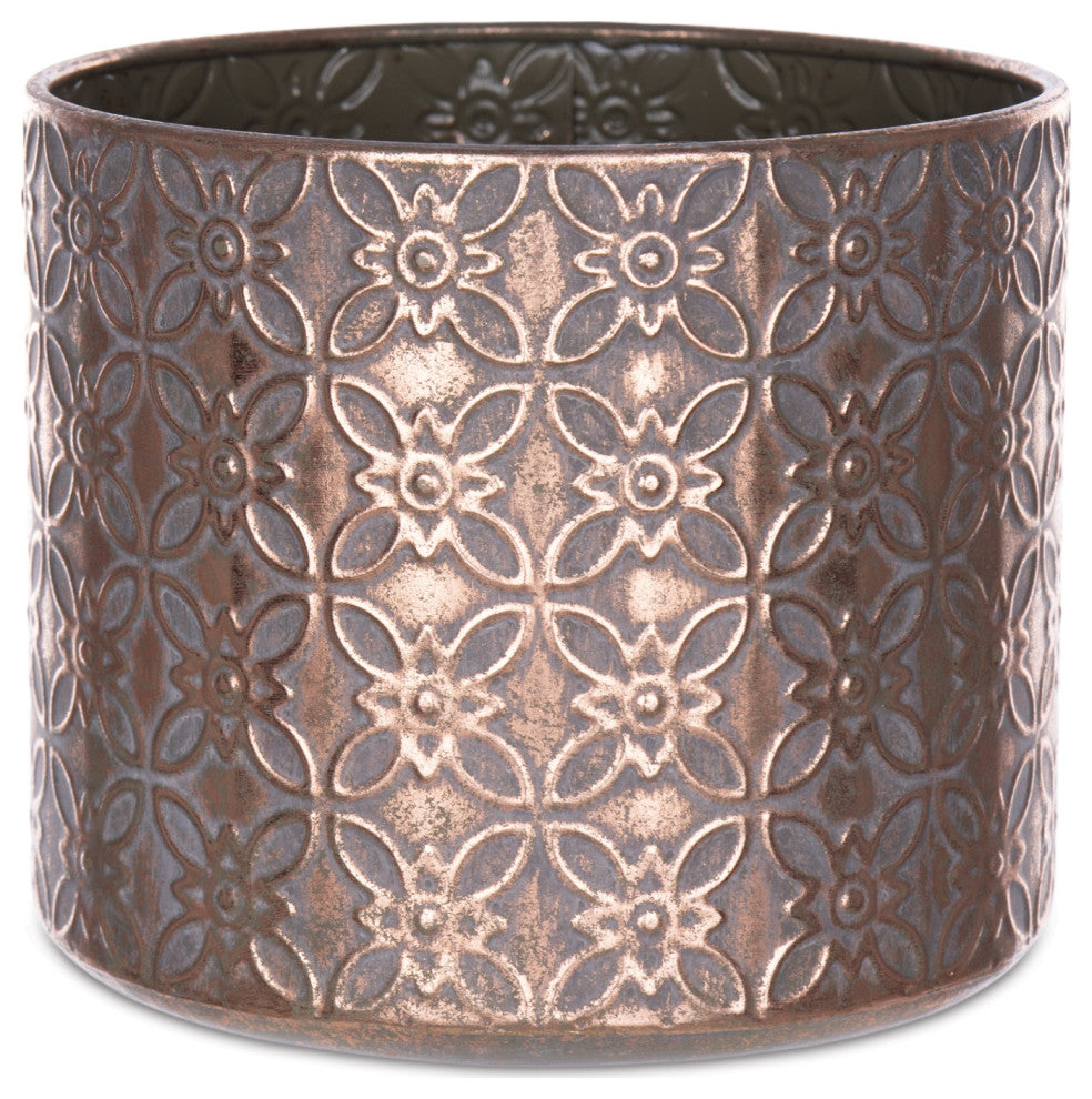 Ornate Geometric Metal Planter, 4-Piece Set