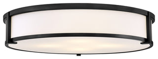 Hinkley 24" Lowell Lg Flush Mount Ceiling Light, Black + Etched Opal