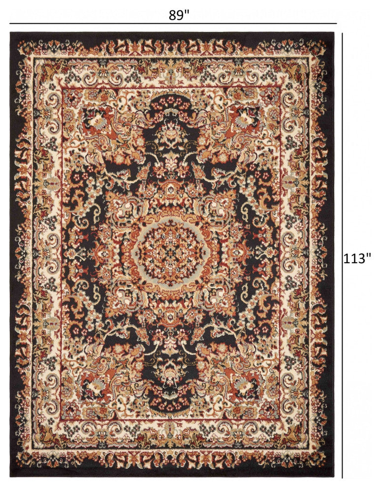 7" x 9" Black Royal Medallion Area Rug