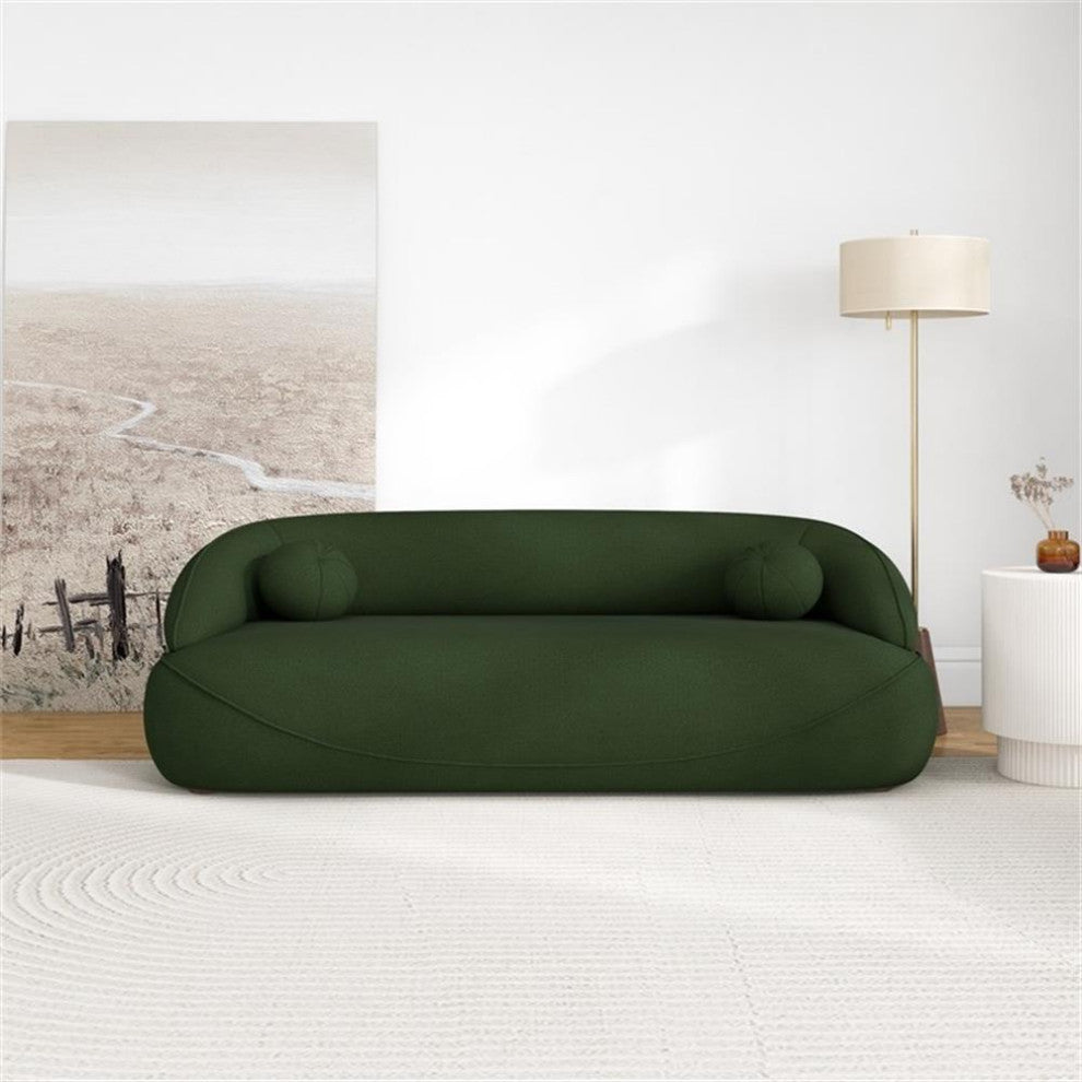 Borsan Modern Luxury Japandi Style Boucle Fabric Curvy Sofa Couch in Green
