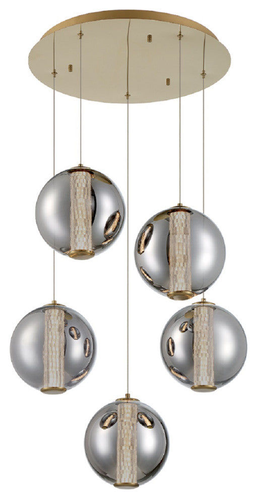 Atomo 5-Light Pendant, Gold