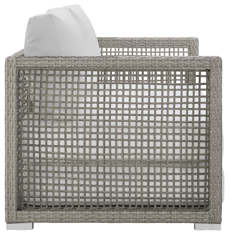 Aura Outdoor Patio Wicker Rattan Loveseat, White