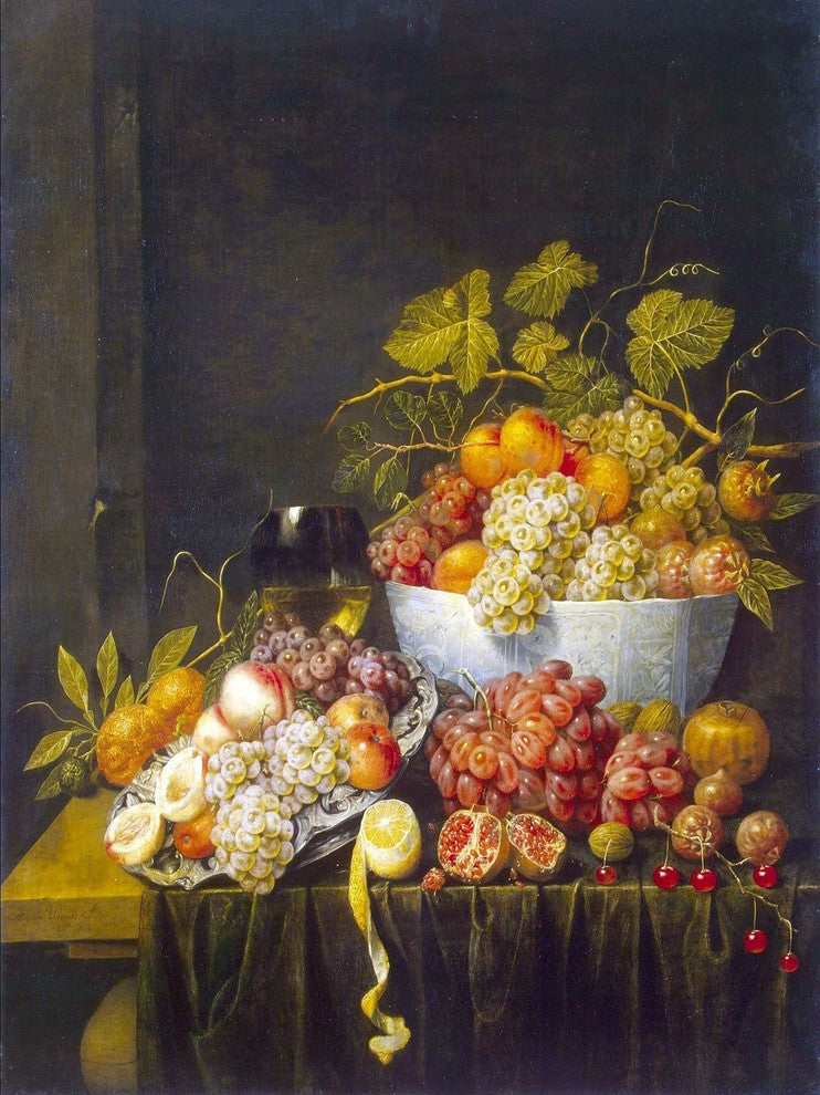 Tile Mural Still Life With Grapes By Adriaen Van Utrecht, 6"x8", Glossy