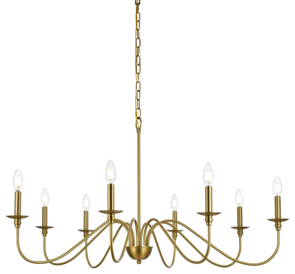 Elegant Lighting LD5006D42 Rohan 8 Light 42"W Taper Candle Style - Satin Gold