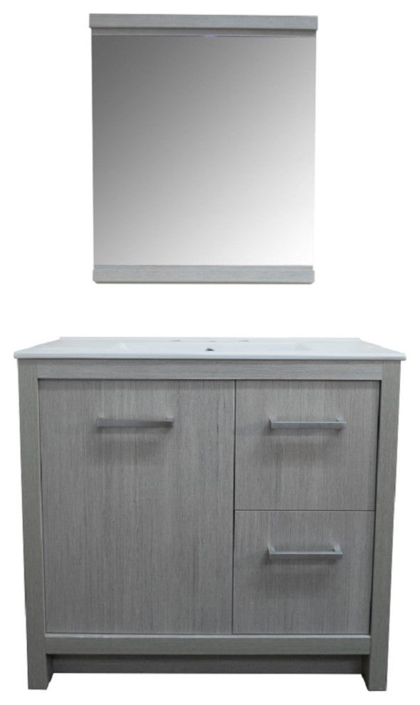 36" Single Sink Vanity With Gray Pine Finish