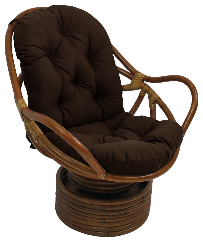 48"X24" Solid Outdoor Spun Polyester Swivel Rocker Cushion, Cocoa