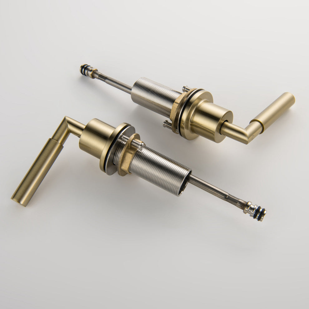 Deck Mounted Dual Handles High-Arc Widespread Bathroom Faucet, Brushed Gold