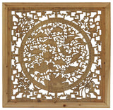 Chinese Square Flower Fishes Wooden Wall Plaque Panel Hcs4287