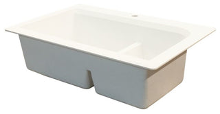 Radius 33" silQ Granite Drop-in Double Bowl Kitchen Sink with 3 Holes in White