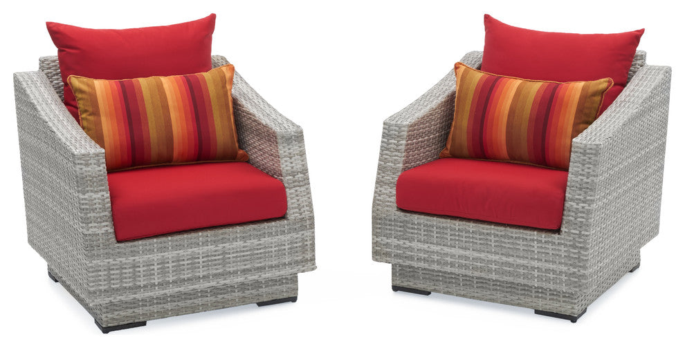 Cannes 2 Piece Aluminum Outdoor Patio Club Chairs, Red