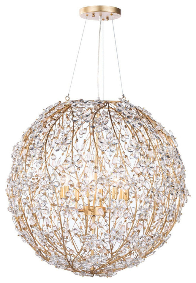 Modern Luxury Floral Globe Sphere Crystal Chandelier, 8-Light